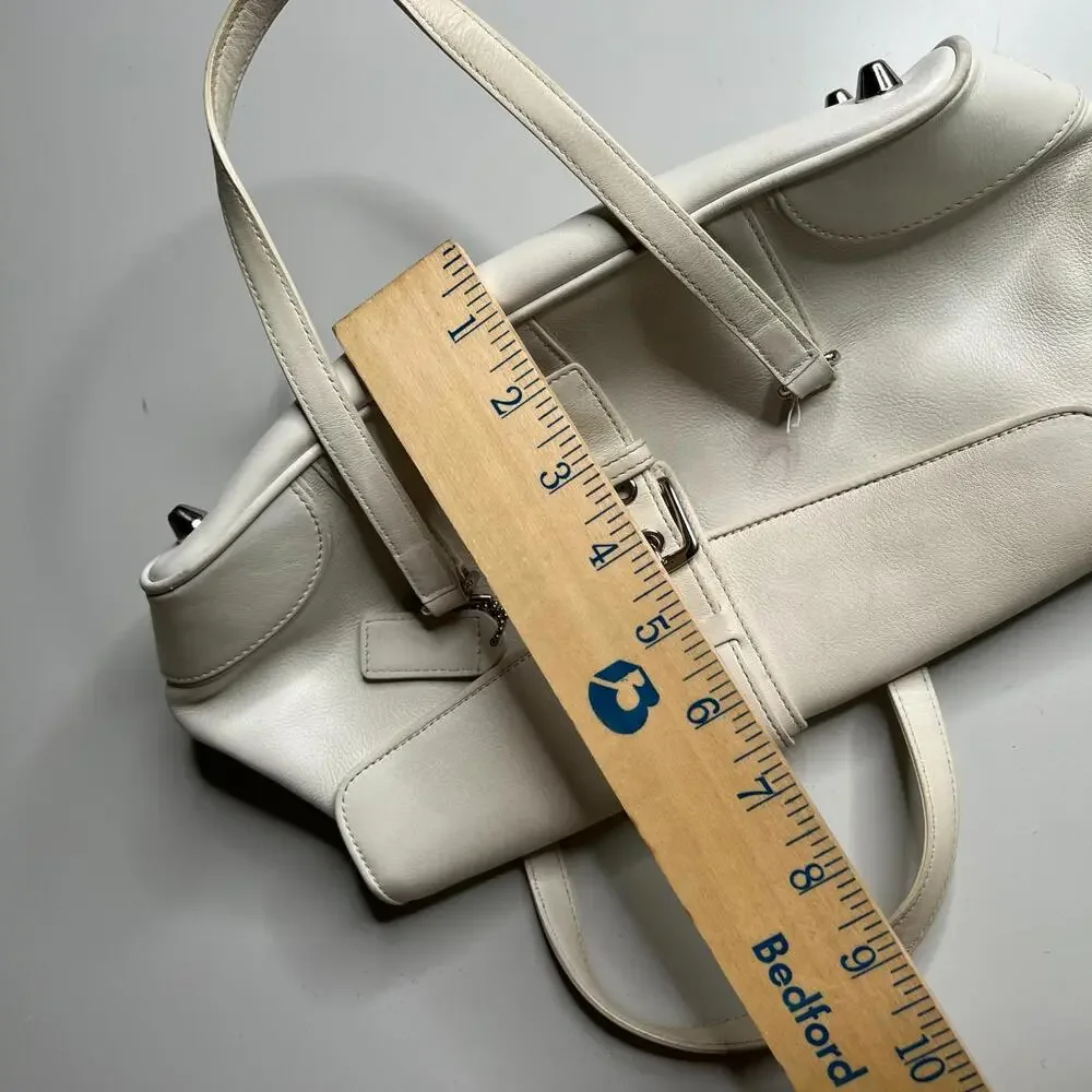 Vintage‎ Coach Hampton White Leather Satchel Purse #9267 – Structured Top Handle